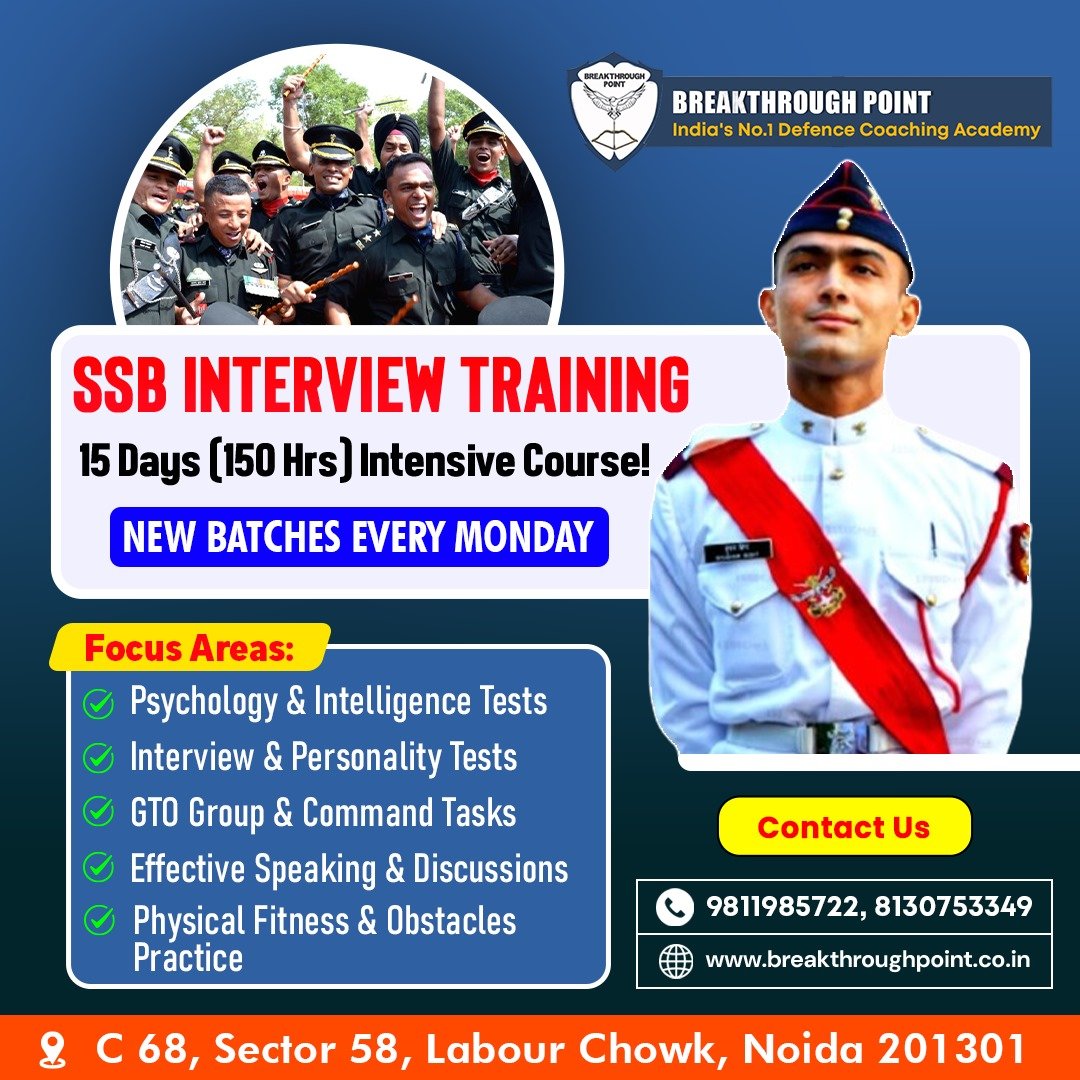 Best SSB Coaching in India | SSB Interview Training in Delhi NCR | Breakthrough Point