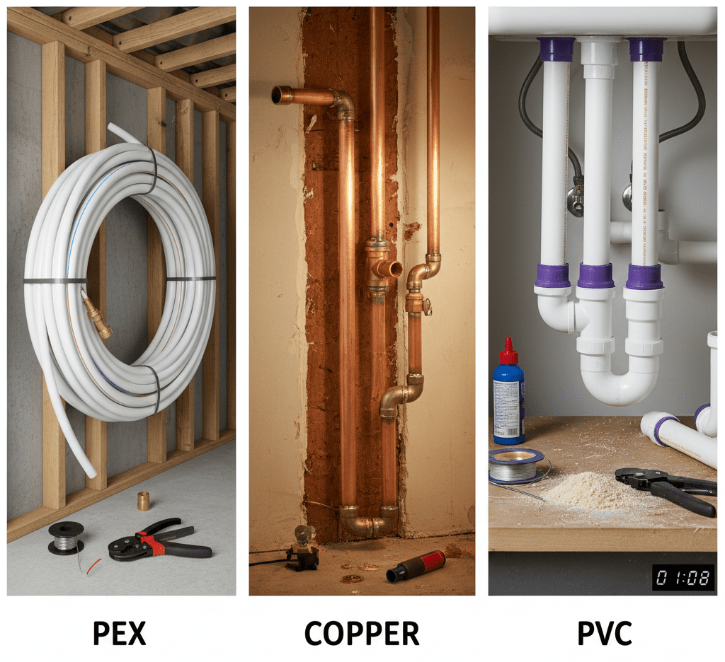 PEX vs Copper vs PVC Pipes: Choosing the Right Material